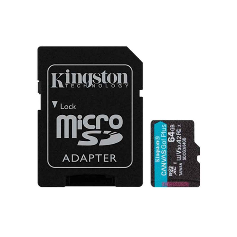 Micro Sd Kingston Canvas Go Plus 64GB Microsdxc 170MB/S A2 U3 V30 (SDCG3/64GBSP)  